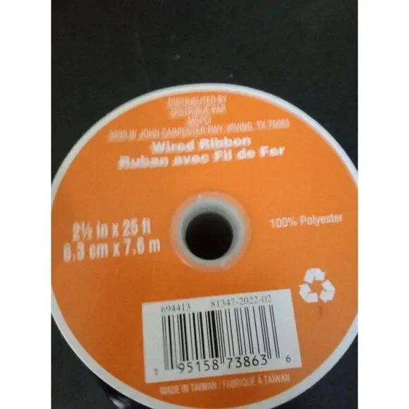 Halloween wired ribbon spiderwebs 25' long black & white - Picture 5 of 5